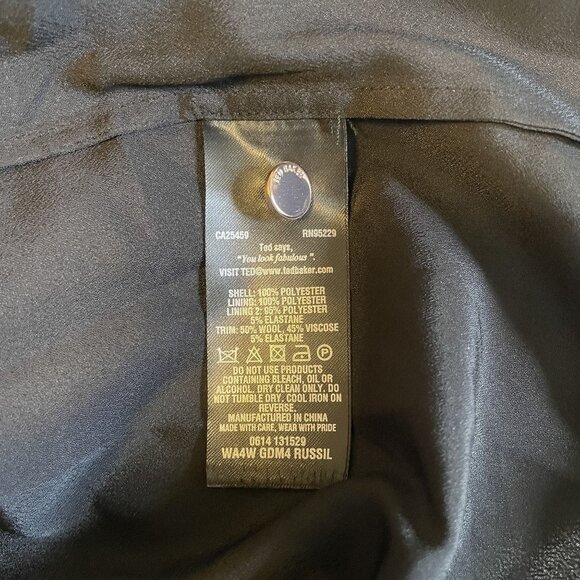 NWT Ted Baker Black Pleated Cap Sleeve Cocktail Dress With Back Zip Decor Size 4 - Picture 12 of 13